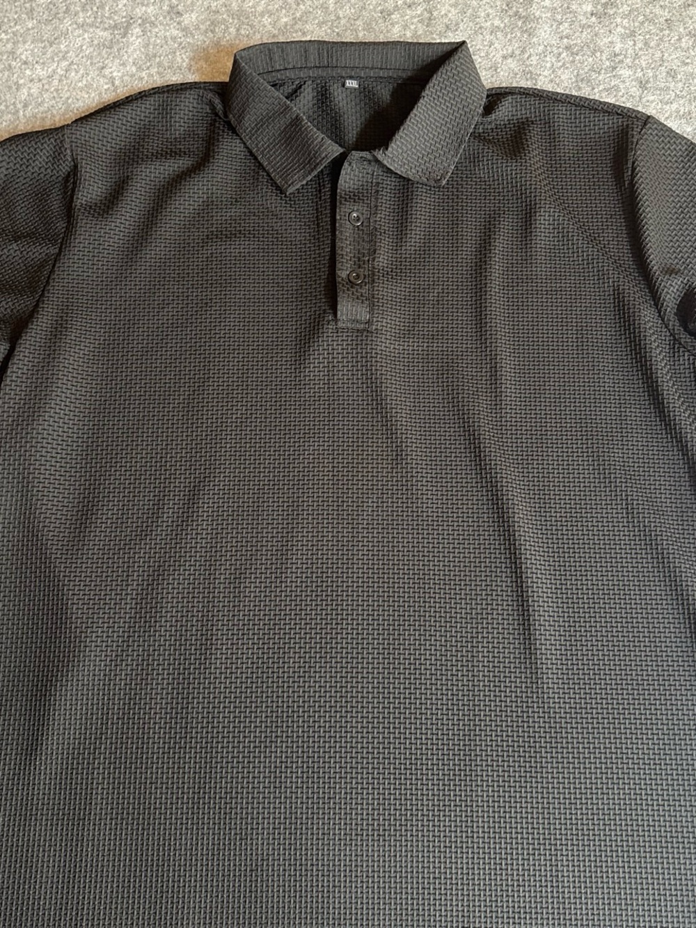 Black Textured Polo Shirt - Men